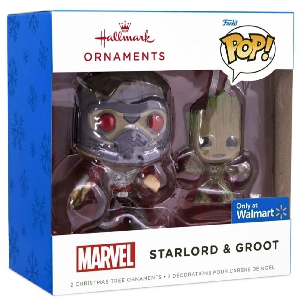 Hallmark Funko Pop Marvel Starlord and Groot Ornament Set